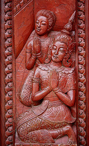 雕刻的泰国木制庙宇窗格古董寺庙手工手工业图片