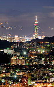 台北美丽的城市夜景蓝色建筑建筑学天空天际戏剧性摩天大楼市中心房子街道图片