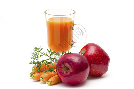 一杯新鲜的胡萝卜汁和苹果图片