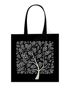 购物袋设计 艺术树包装零售空白正方形装饰黑色风格卡通片盒子纸板图片