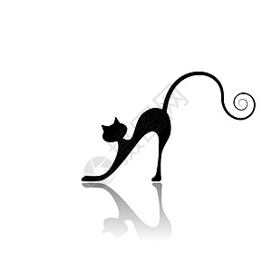 用于设计黑猫的轮廓图尾巴夹子眼睛草图黑色宠物小猫爪子卡通片绘画图片