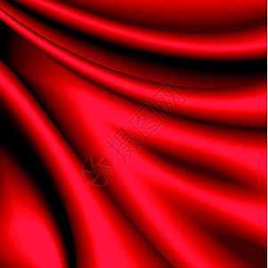 红色丝绸背景织物柔软度插图奢华海浪材料纺织品装饰品背景图片