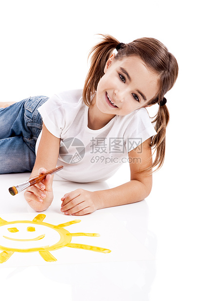 画一个快乐的太阳微笑绘画好奇心学校说谎艺术乐趣文化创造力染色图片