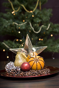 圣诞节装饰橙子香料咖啡星星锥体派对装饰品庆典图片