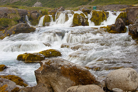 Dynjandi瀑布冰岛力量水电地标荒野流动风景水利洪水活力岩石图片