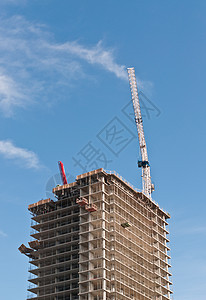 正在建造的高升楼大楼高楼起重机照片天空背景图片