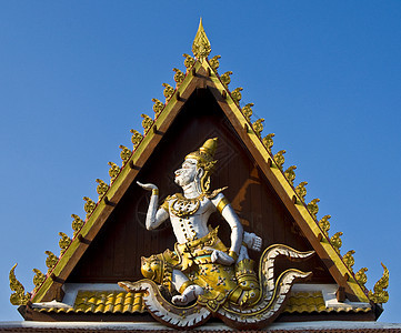 美丽的金色艺术建筑学传统游客雕像大理石宗教寺庙蓝色历史性图片
