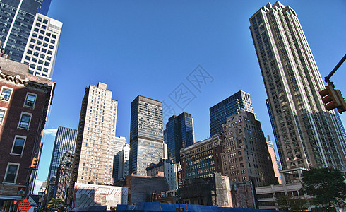 纽约市的摩天大楼公寓海洋海港景观旅行游客建筑建筑学国家城市图片