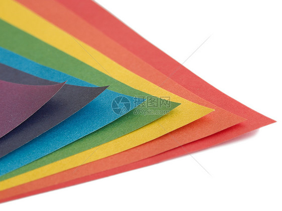 白色背景上孤立的彩色纸面列表的详细信息宏观光谱艺术彩虹颜料线条花丝饱和调色板创造力图片