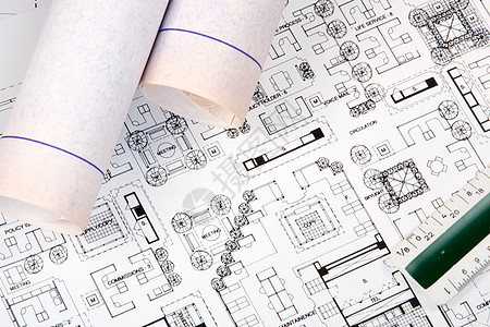 建筑师绘图和计划牛皮纸绘画建筑蓝图建筑学工业工程工具项目创新图片