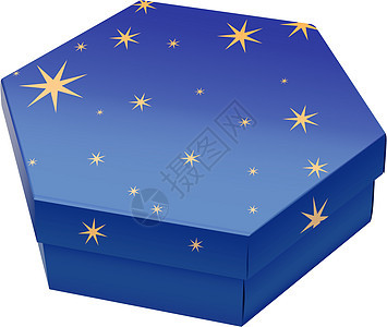 当前框中礼物盒插图蓝色纸板礼物星星背景图片