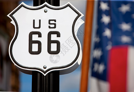 66号路线条纹街道旅行旗帜星星旗杆历史性图片