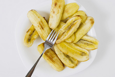 弗里德香蕉早餐食物盘子水平小吃美食图片