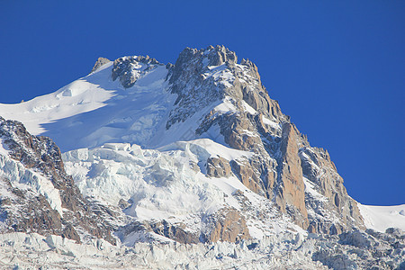 勃朗山蓝色白色风景岩石天空顶峰冰川图片