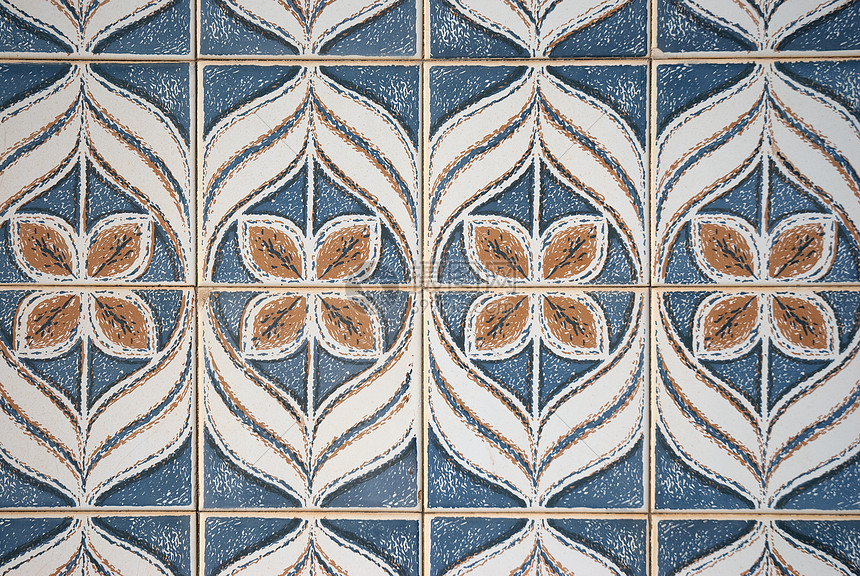 传统葡萄牙阿祖列霍斯艺术瓷砖陶瓷房子制品文化蓝色图片