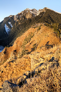 山区地貌顶峰阳光山坡蓝色风景场景草原场地爬坡牧歌图片