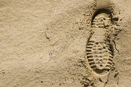 沙漠沙地右侧的脚印曲目铸件阴影印象烙印阳光背景图片