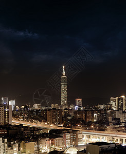 台北市城夜景地标运输戏剧性公寓天际房子场景天空摩天大楼景观图片