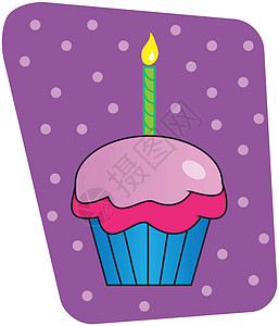 纸杯蛋糕食物紫色甜点美味生日蜡烛糕点乐趣杯子派对图片