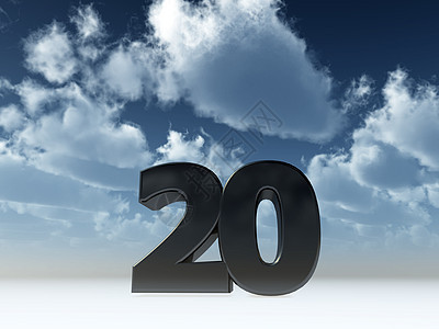 二十地平线时间周年庆典生日多云派对纪念日数字蓝色图片