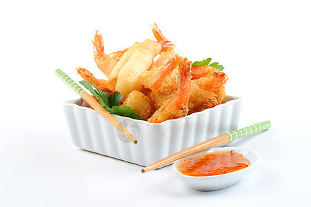 东方虾海鲜椰子油炸美食图片