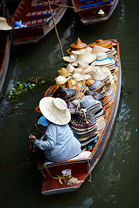 浮动市场旅行商务吸引力小贩女性帽子运输乡村旅游热带图片