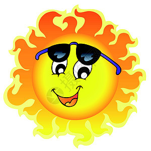 带太阳墨镜的可爱又可爱的太阳图片