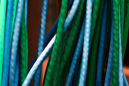 以太网电缆基础设施电缆互联网局域网港口蓝色千兆绿色服务线束图片