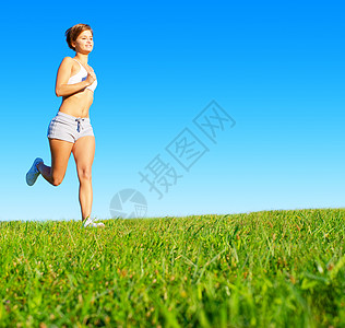 Fit Fit 年轻女性在外工作女士慢跑者成人女孩天空乐趣训练赛跑者行动运动图片