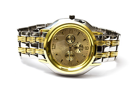 围观观察金子手表时间数字钟表计时器小时手腕时钟奢华图片