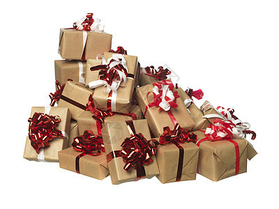 圣诞礼物成堆静物展示细绳纸盒工作室礼物图片