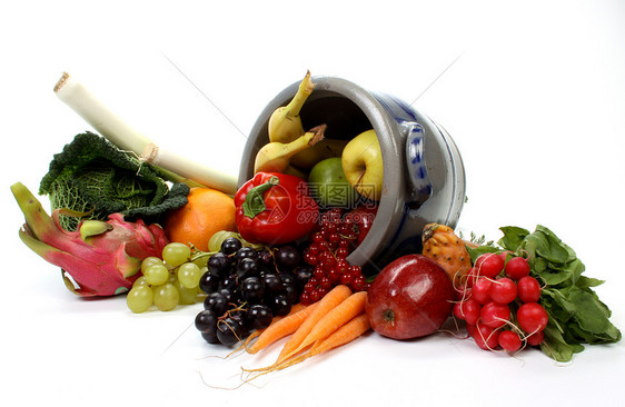 水果和蔬菜柚子肋骨金梨韭葱烹饪白色浆果萝卜香蕉食物图片