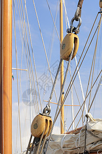 重整航海积木游艇桅杆帆船索具滑轮绳索血管图片
