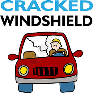 破碎的挡风玻璃卡通片夹子男人窗户白色涂鸦艺术车辆汽车插图图片