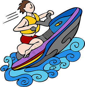喷气滑水生活海洋海浪艺术车辆赛车骑术插图涂鸦波浪图片