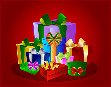彩色礼品盒插图丝带阴影礼物墙纸礼物盒盒子生日背景图片