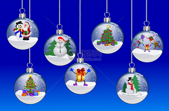 一套圣诞玻璃球盒子雪人框架礼物雪花星星礼物盒墙纸插图圣诞礼物图片