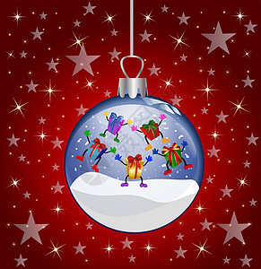 圣诞节玻璃球 带跳跃礼物墙纸框架星星雪花插图图片
