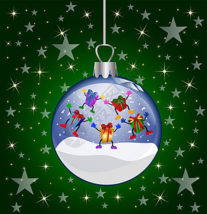 圣诞节玻璃球 带跳跃礼物墙纸框架插图雪花星星图片
