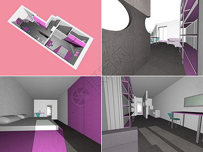 内房内部模式浴室家具计算机插图项目厨房桌子紫色沙发架子图片