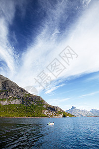 挪威 Fjord钓鱼海洋岩石峡湾海岸旅行旅游天空图片