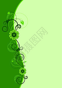 绿色花卉边境设计背景图片