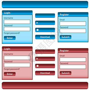 Web 设计要素红色下载电脑蓝色导航菜单商业网络公司盒子图片