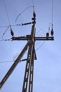 能源电极天空危险金属力量电压电气蓝色传播线条电缆图片