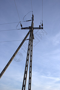 能源电极力量天空危险电缆金属电气传播线条蓝色电压图片