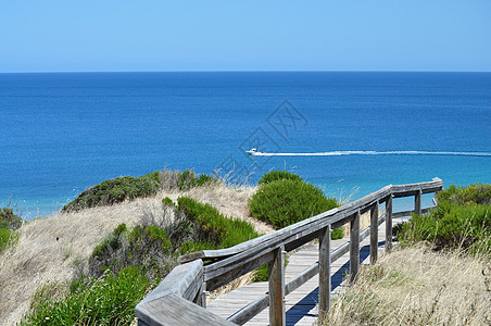 南澳大利亚州保护公园 风景美丽 蓝色的河滨海岸和人行道图片