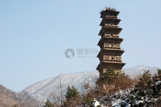 古代塔寺公园旅游佛教徒建筑树木蓝色宗教文化建筑学寺庙图片