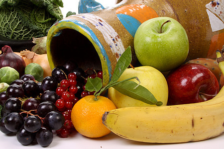 水果和蔬菜球芽烹饪白色浆果甘蓝肋骨柑桔香蕉洋葱食物图片