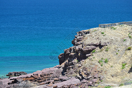 美丽的澳大利亚海岸 阿德莱德州地标公园天空岩石海洋蓝色植物海景海浪明信片图片
