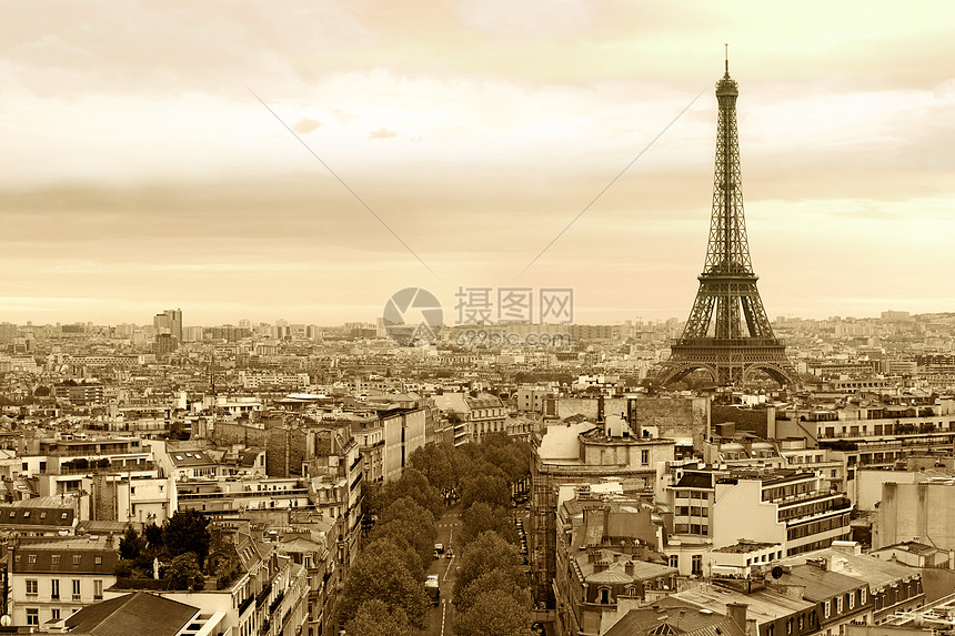 法国巴黎市风景景观旅行建筑学天空城市建筑物旅游铁塔棕褐色建筑图片